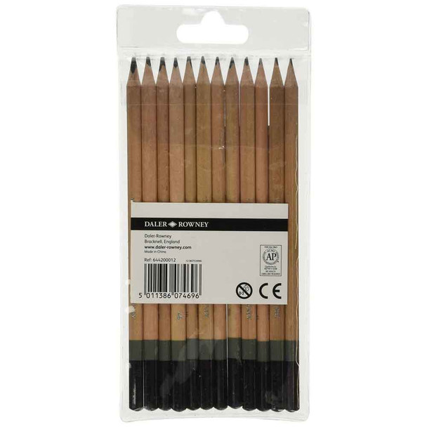 Daler Rowney Simply Sketch Pencil Set | 12 Pencils Various Grades - Back