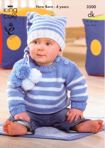 Baby / Childs Sweater, Jacket, Hat & Blanket Pattern | King Cole 3500