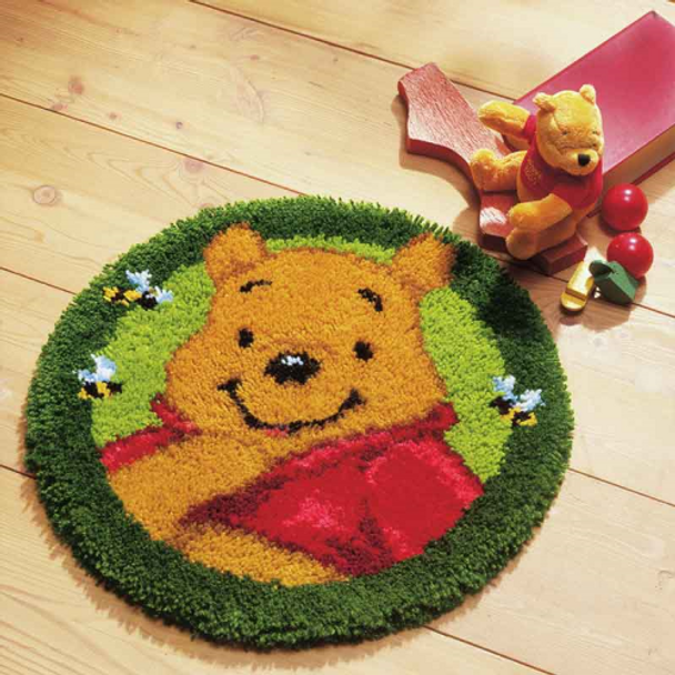 Vervaco | Latch Hook Rug Kit | Winnie the Pooh & Bees | Round Rug - 20" / 50cm - Main