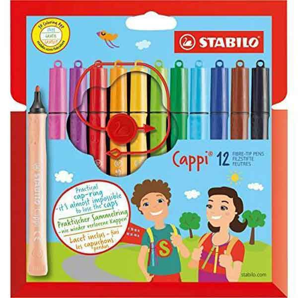 Stabilo Cappi Wallet of 12 Felt-Tip Pens (Plus 1 Cap Ring) - Main