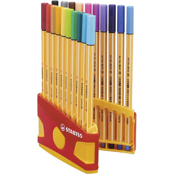 Stabilo Point 88 ColorParade Fineliner Markers Pens, Set of 20 Pens - Foldable Case