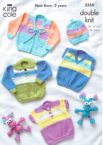 Baby / Childs Sweaters, Cardigans and Hat Pattern | King Cole 3350