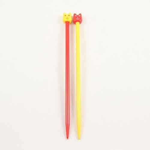 Pony Plastic Coloured Childrens Knitting Needles, 18cm long