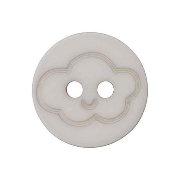 Grey circular buttons with smiling cloud | two holes | 12 mm