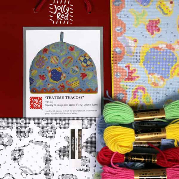 Teatime Teacosy Tapestry Kit | 9"x12" (23cm x 30cm) | Jolly Red