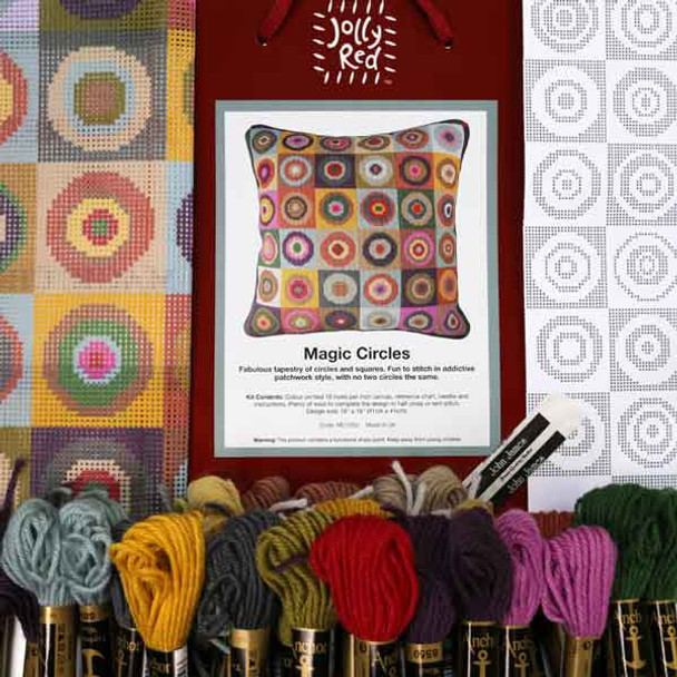 Magic Circles Tapestry Kit | 16"x16" (41cm x 41cm) | Jolly Red