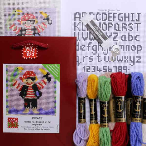 Pirate Kit Printed Needle Point Kit for Beginners | 5"x4" (13cm x 10cm)