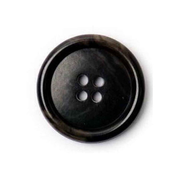 Dark Raised Edge Round Button with 4 Holes | 28 mm