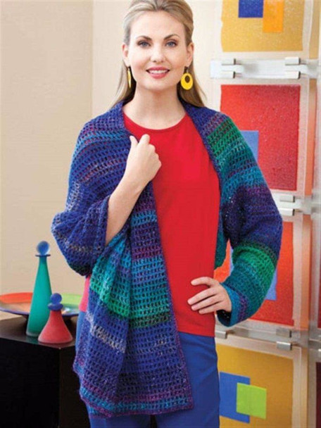 Fashions to Flaunt with Noro Yarns Knitting Pattern Book by Annies Crochet | Blue moon wrap