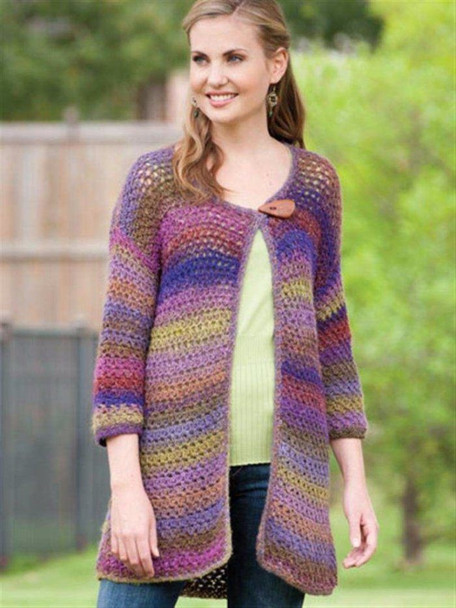 Fashions to Flaunt with Noro Yarns Knitting Pattern Book by Annies Crochet | Lyndall's cardigan