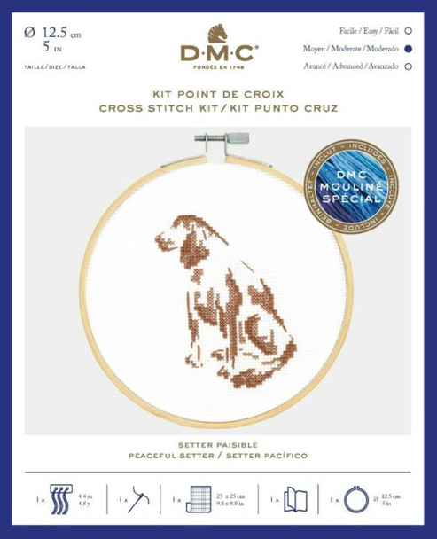 DMC Complete Cross Stitch Kits with 5" Embroidery Hoop | Peaceful Setter 