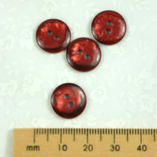 Shiny Pressed Silk Maroon Button 2 Holes - 14 mm