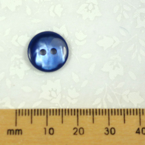 Shiny Pressed Silk Navy Button 2 Holes - 14 mm