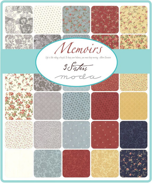 Memoirs | 3 Sisters | Moda Fabrics | Jelly Roll | Swatches of the collection