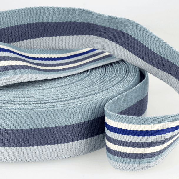 Stephanoise | Webbing | 40mm | Double-sided Stripes, Blue