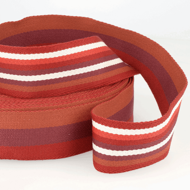 Stephanoise | Webbing | 40mm | Double-sided Stripes, Red