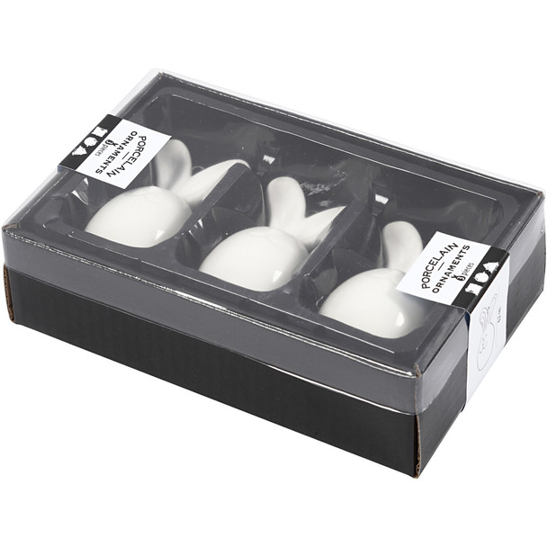 Ceramic Rabbit | 7.2 cm x 3.6 cm | 3pcs | White