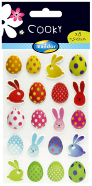 Cooky 3D Stickers | Easter | 20pcs | 7.5cm x 12cm Sheet | Maildor | Exaclair