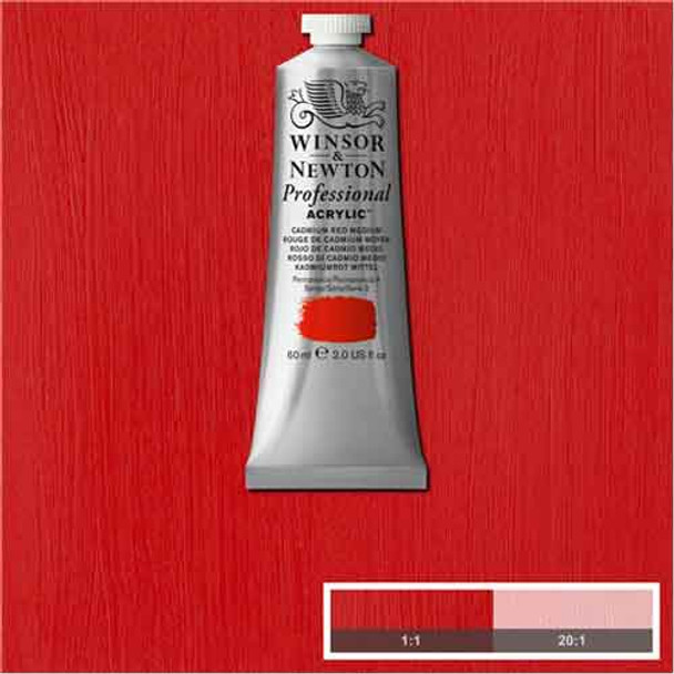 Winsor & Newton Professional Artist's Acrylic Colour Paint | 60ml Tubes | Cadmium Red Medium