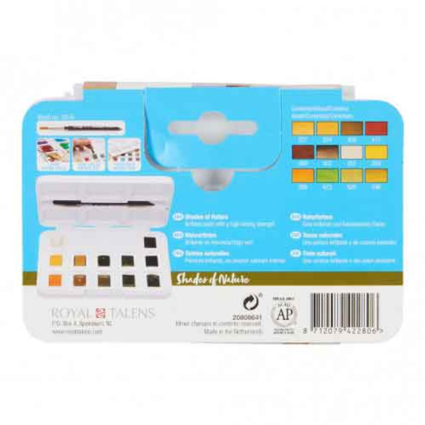 Royal Talens Van Gogh Watercolour Sets of 12 | Shades of Nature Palette - Back