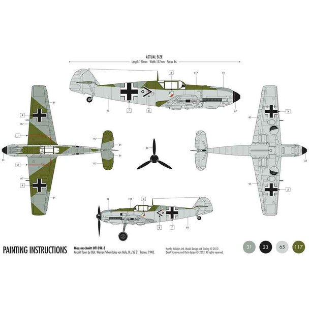 Airfix Small Starter Set | Messerschmitt Bf109E-3 | 1:72 - Instuction