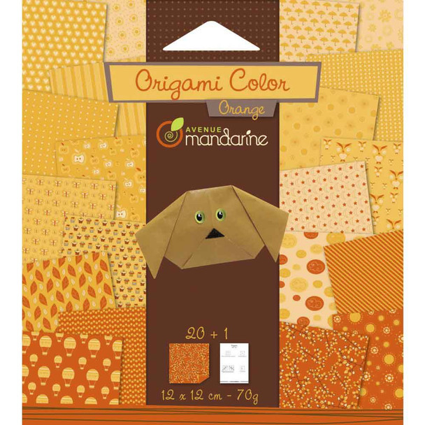 Origami Colour Collection | Orange | 20 x 20cm | 20 sheets + Folding Instructions | Avenue Madarine