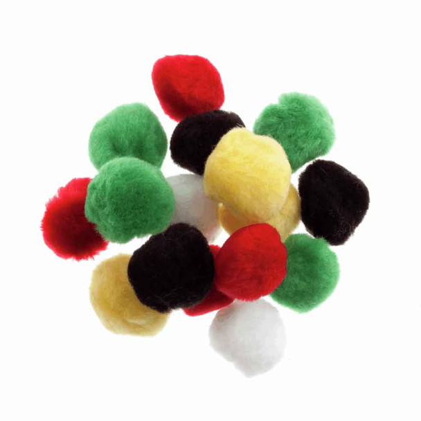 Small, 25mm Assorted Coloured Pom Poms | 20pcs | Trimits