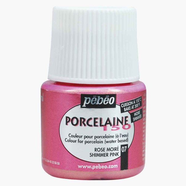  Pebeo Porcelaine 150 Shimmer Porelaine Paint | 45ml | 107 Shimmer Pink