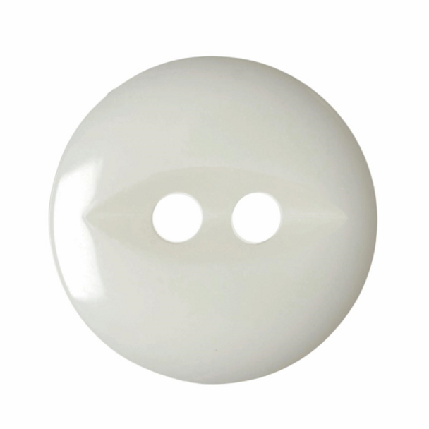 Polyester Fish Eye Button | 14mm | 2 Hole | Solid White