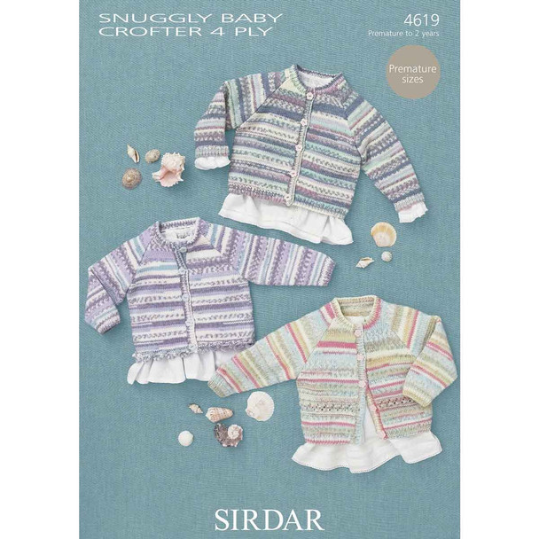 Sirdar Snuggly Baby Crofter 4Ply Cardigans Knitting Pattern | 4619P (PDF Download) - Main Image