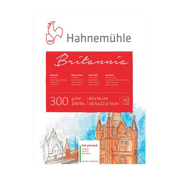 Hahnemuhle Britannia Watercolour Block | 300gsm 12 Sheets | Hot Pressed - Various Sizes