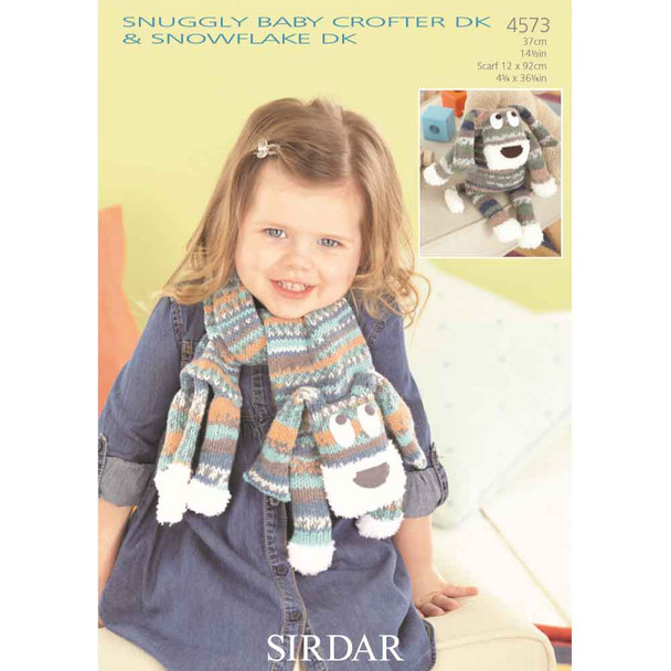 Sirdar Snuggly Baby Crofter DK and Sirdar Snuggly Snowflake DK Toy and Scarf Knitting Pattern | 4573P (PDF Download) - Main Image