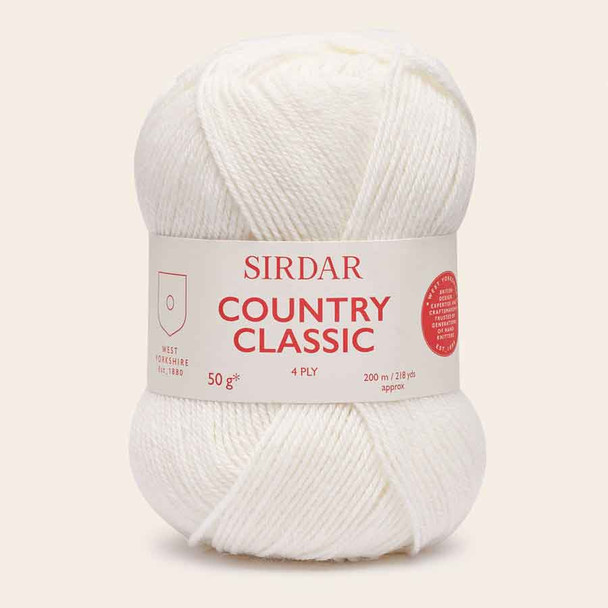 Sirdar Country Classic 4 Ply Knitting Yarn, 50g Balls | 950 White