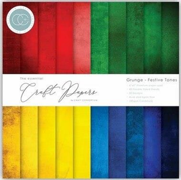 The Essential Craft Papers | Craft Consortium | Grunge- Festive Tones | Large | 12"x12" - Main Image