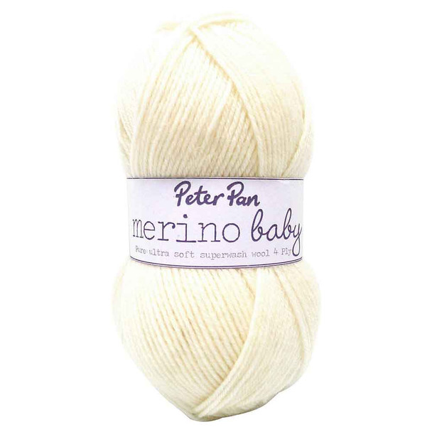 Peter Pan Merino Baby 4 Ply Knitting Yarn, 50g | 3031 Cream