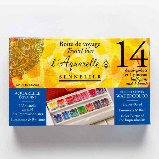 Sennelier l'Aquarelle Travel Box | 14 x Half Pans - Box