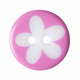 Round Pink Button with White Flower, 20 Lignes / 13mm