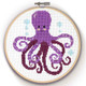 The Crafty Kit Company | Cross Stitch Kit | Purple Octopus