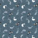 Small Things... Polar Animals Lewis and Irene Fabric | SM42.3 Whales on Dark Ocean with Pearl