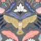 Enchanted | Lewis & Irene Fabric | A547.2 | Enchanted Owl on Dark Grey with Silver Metallic