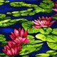 Water Lilies | Clothworks | Y1157-31 | Dark Blue | Half Metre Units 