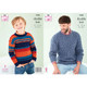 Mens and Boys Cable Sweaters Knitting Pattern | King Cole Pricewise DK 5940 | Digital Download - Main Image