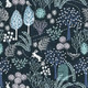 Secret Winter Garden Lewis & Irene Fabric | A656.3 Pearlescent Secret Garden on Midnight Blue - Main Image