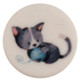 15mm Round Shank Button | Grey Kitten Playing with Yarn | ABC Buttons