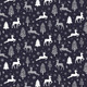 White and Silver Metallic Reindeer on Navy | 817330.105 |  White Christmas