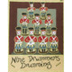 The 12 Days of Christmas fabric | Nutex | 87800 101 Metallic - 9 Drummers Drumming