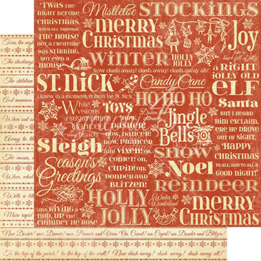 Merry Mistletoe Scrapbooking Paper, 12 x 12, 'Twas the Night Before  Christmas, Graphic 45, 4500991