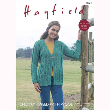 Women's V Neck Cardigan Knitting Pattern | Sirdar Hayfield Chunky Tweed ...