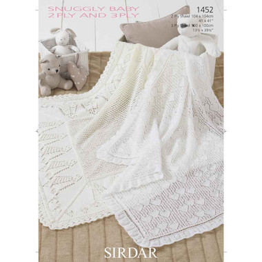 Baby Shawls Knitting Pattern Sirdar Snuggly Ply and Ply 1452