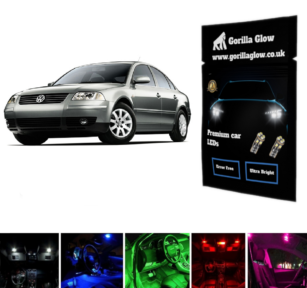 VW Passat B5 1996 - 2005  Full White Interior LED Kit